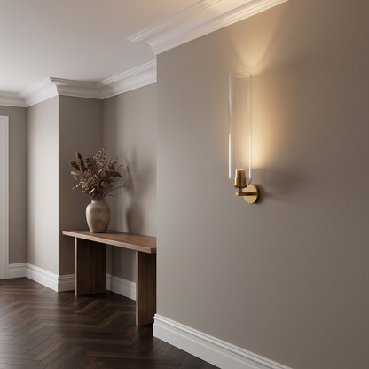 Aplique de pared con cilindro de vidrio alto