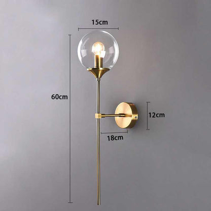 Lámpara de pared Velmira con globo de vidrio de estilo mid-century
