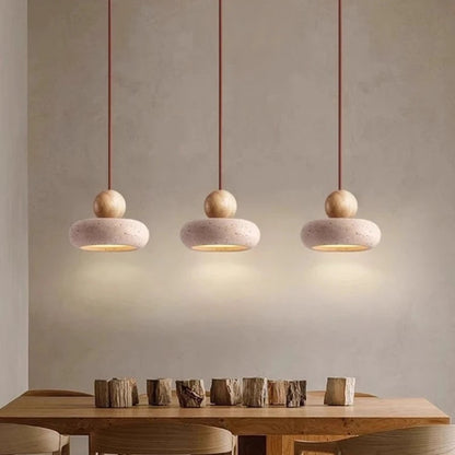 Lámpara colgante de travertino Velora de estilo japandi