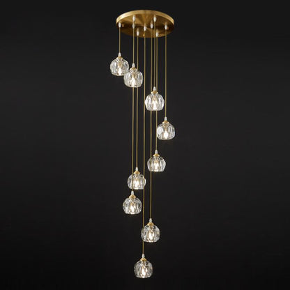 Lámpara colgante de esfera de cristal en cascada
