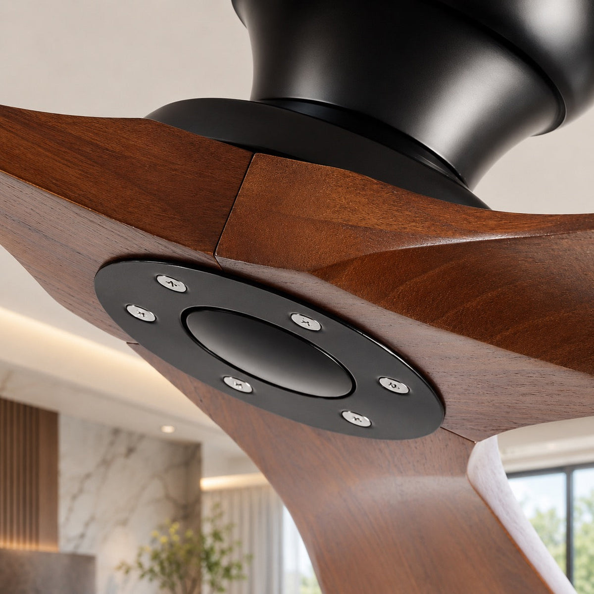 Ventilador de techo de madera de tres aspas