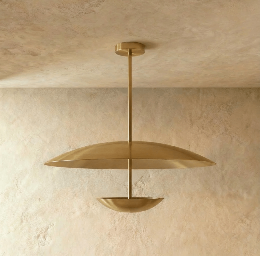 Lámpara colgante metálica de disco ancho