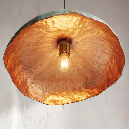 Lámpara colgante de disco ondulado de cobre