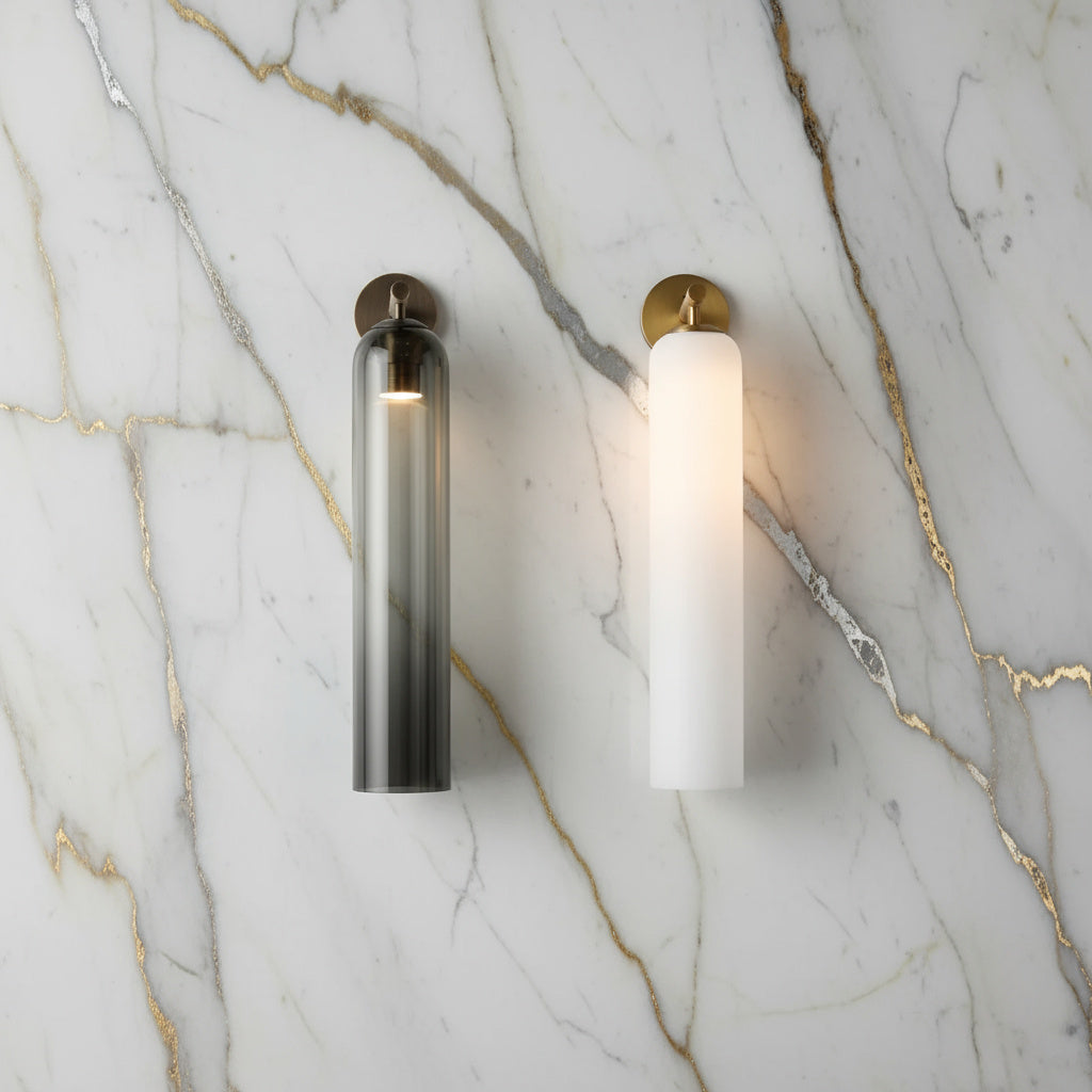 Aplique de pared cilíndrico de vidrio minimalista Lumessa