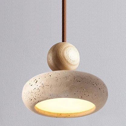 Lámpara colgante de travertino Velora de estilo japandi