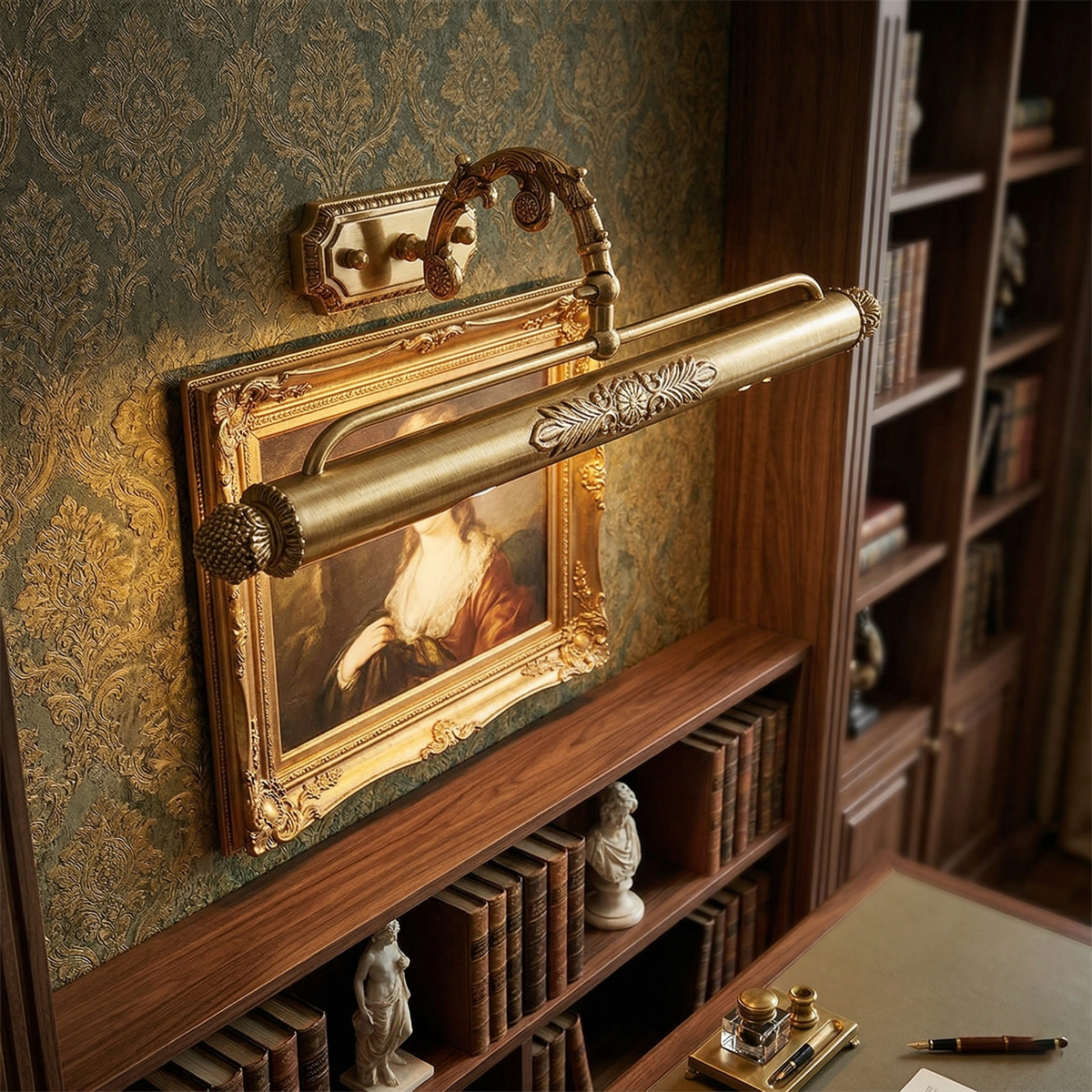 Aplique de pared de latón ornamentado para cuadros