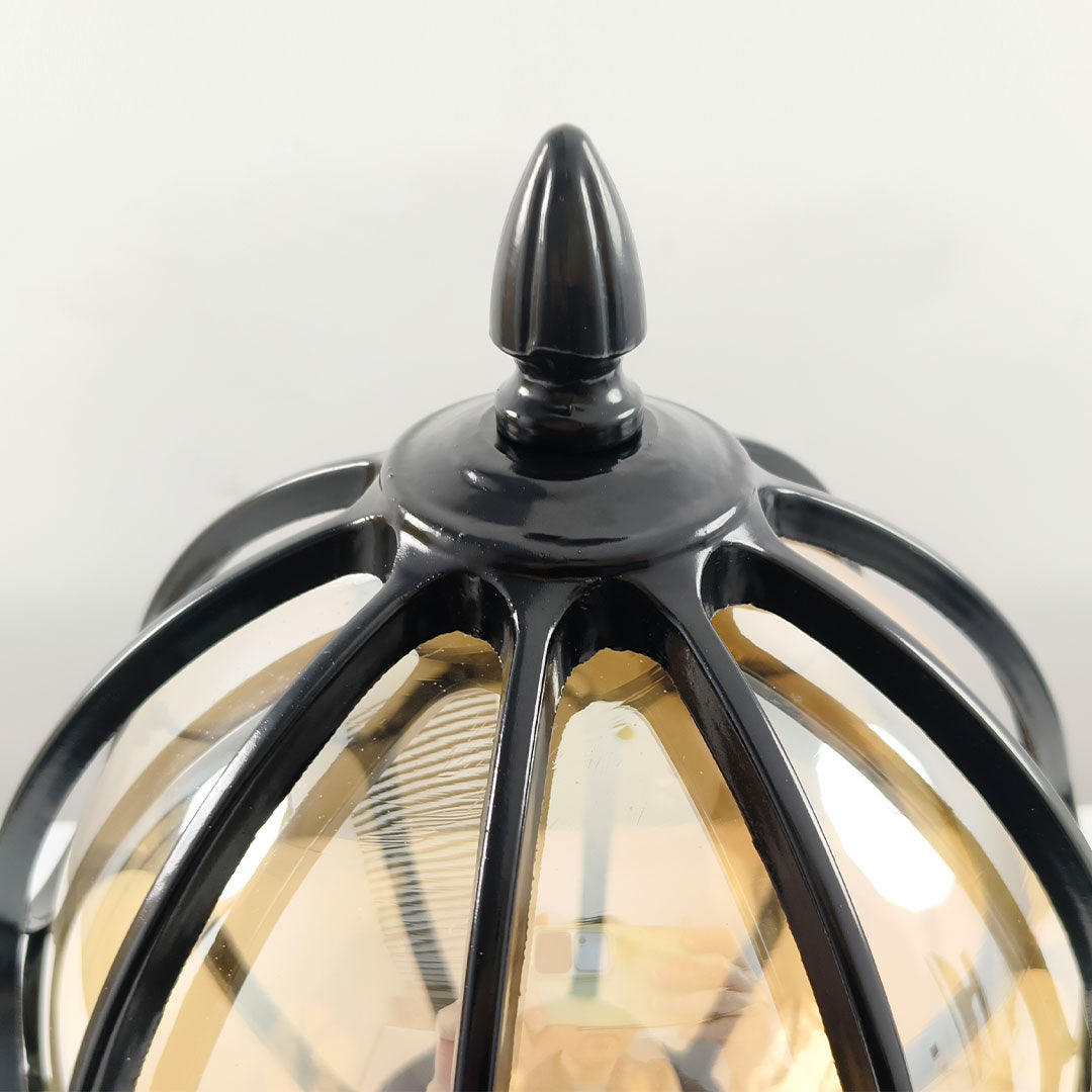 Farol clásico de vidrio con rejilla para poste