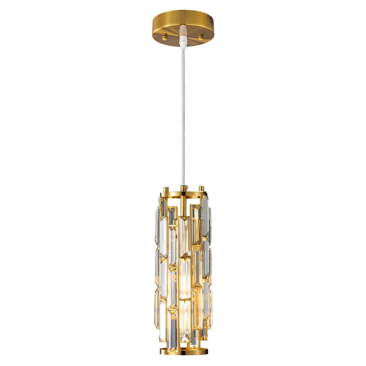 Lámpara colgante de columna de cristal facetado