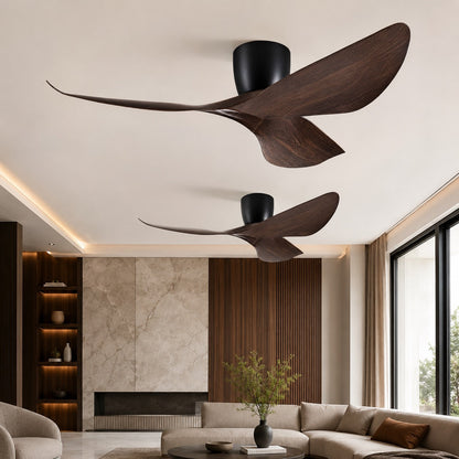 Ventilador de techo con aspas esculpidas