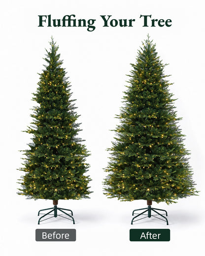 Árbol de Navidad Skovra Classic de PE/PVC de 12 pies con iluminación incorporada