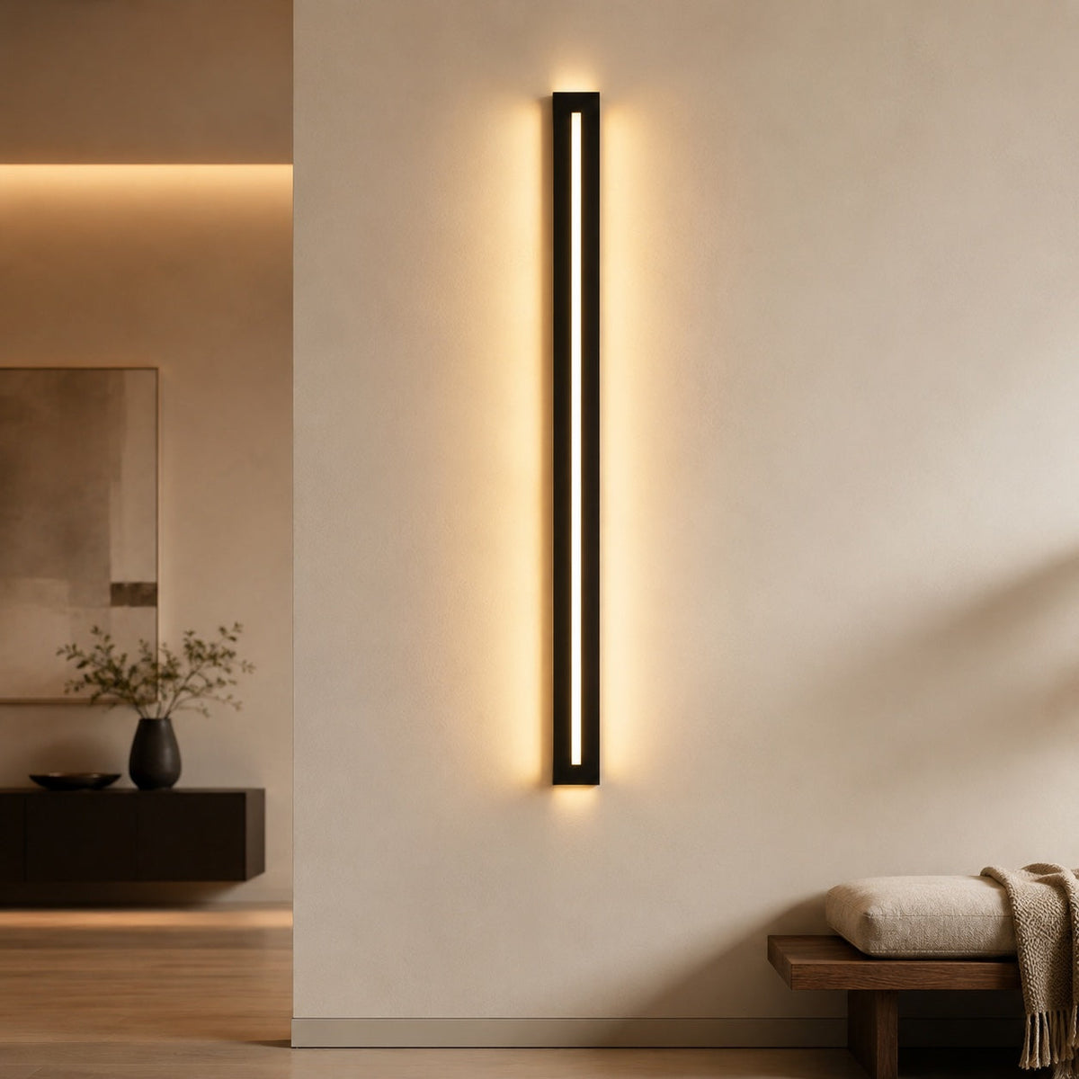 Lámpara de pared lineal de hierro y acrílico