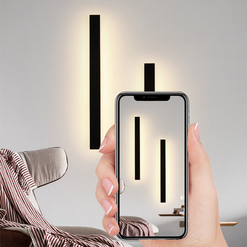 Aplique de pared exterior Veldrin minimalista y delgado de metal negro