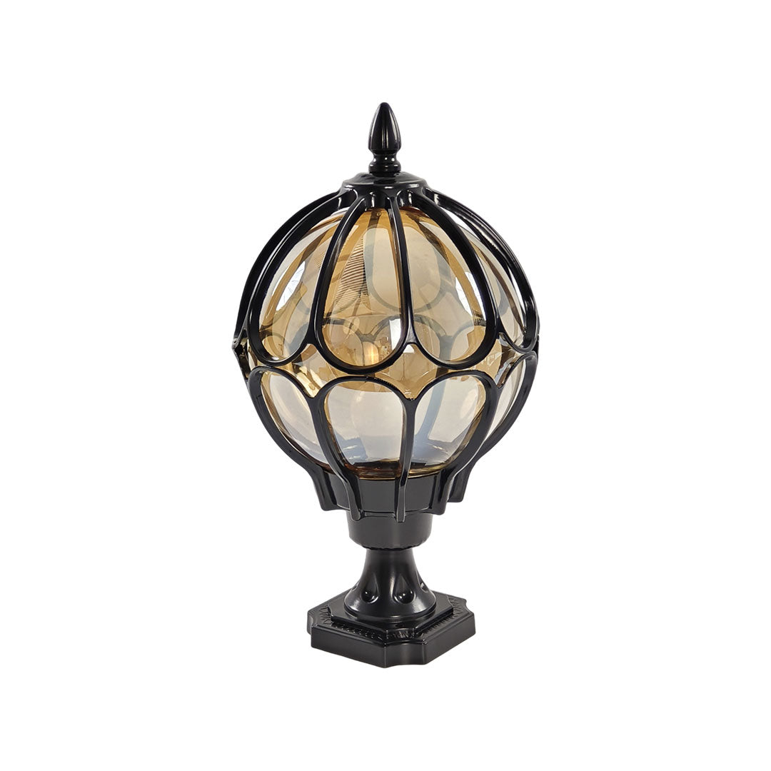 Farol clásico de vidrio con rejilla para poste