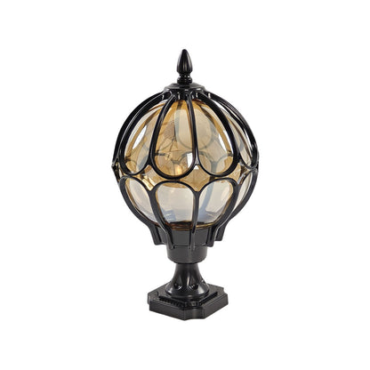 Farol clásico de vidrio con rejilla para poste