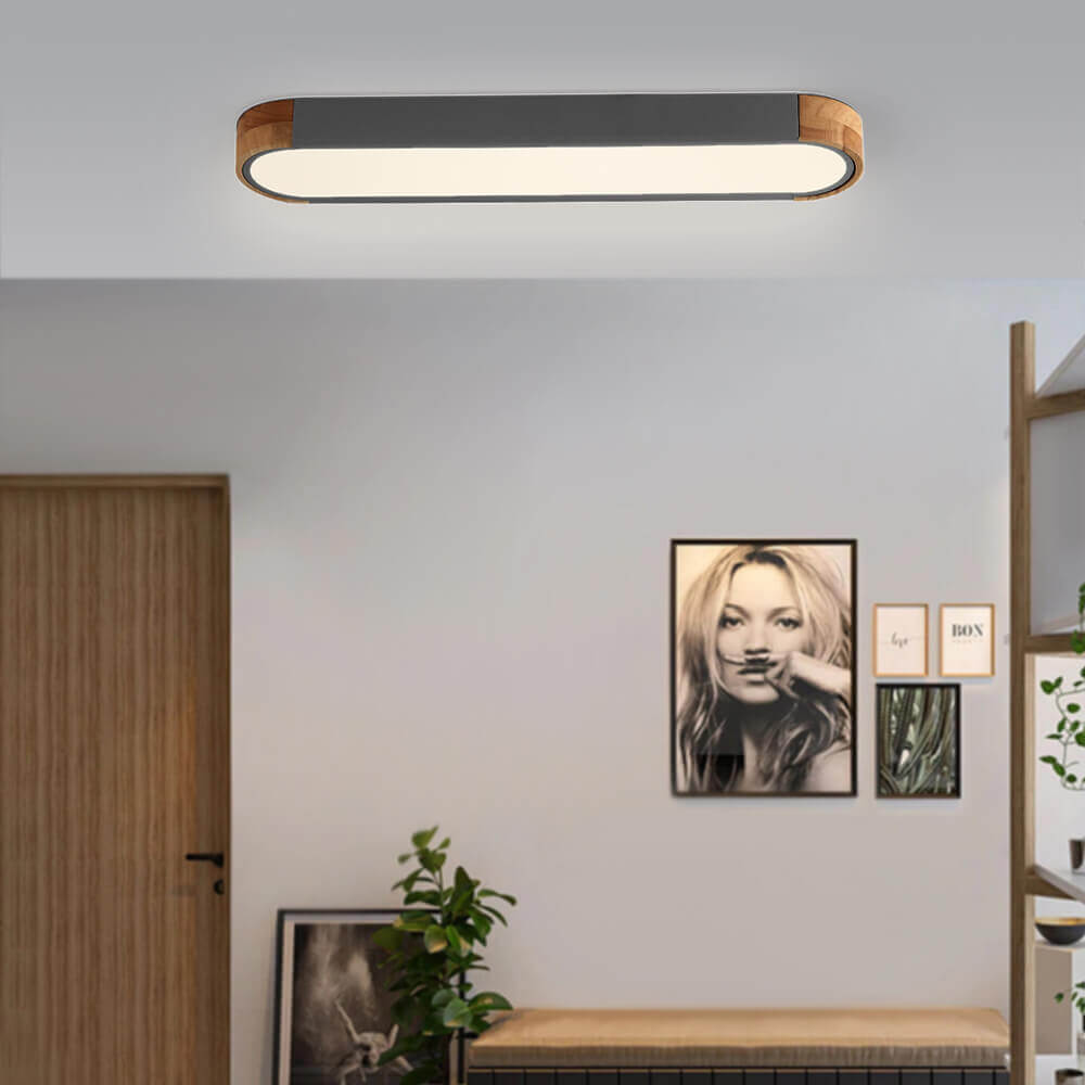 Lámpara de techo LED ovalada de madera minimalista Ovalyn