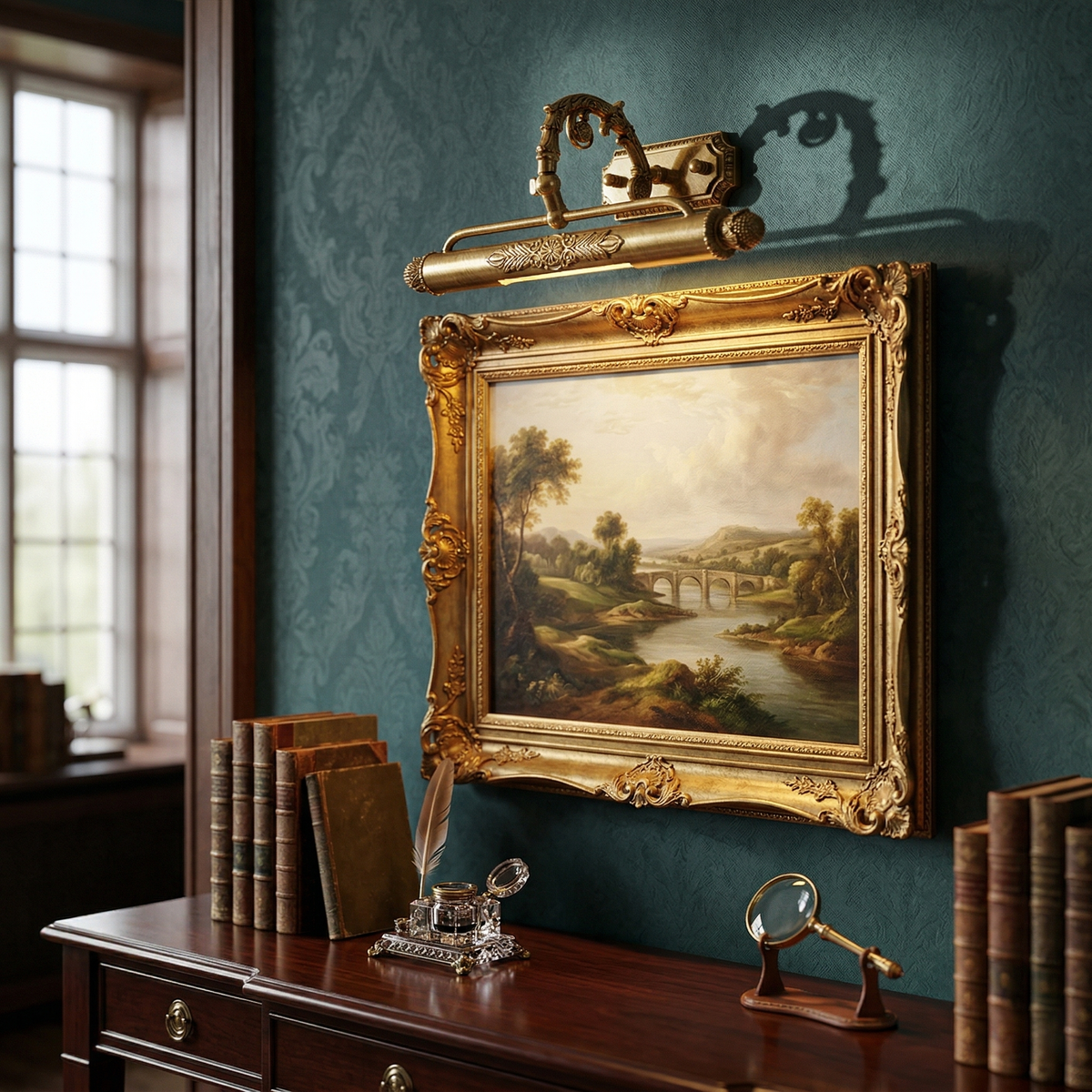 Aplique de pared de latón ornamentado para cuadros