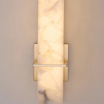 Lámpara de pared cuboide de alabastro y latón