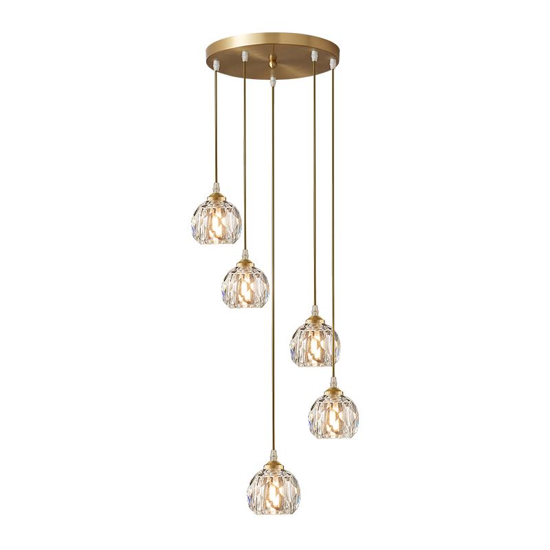 Lámpara colgante de esfera de cristal en cascada