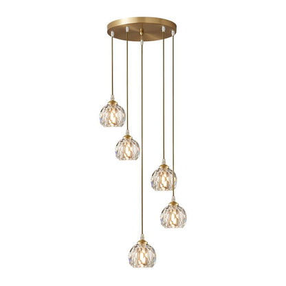 Lámpara colgante de esfera de cristal en cascada