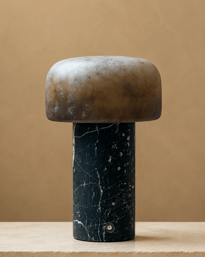 Lámpara de mesa wabi-sabi de travertino Brenvale