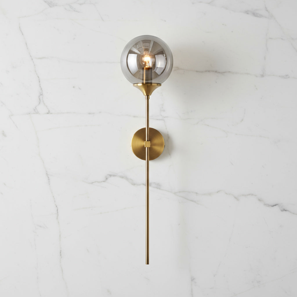 Lámpara de pared Velmira con globo de vidrio de estilo mid-century