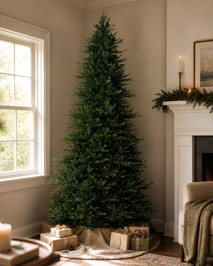 Árbol de Navidad Skovra Classic de PE/PVC de 12 pies con iluminación incorporada