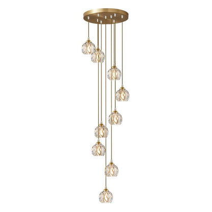 Lámpara colgante de esfera de cristal en cascada