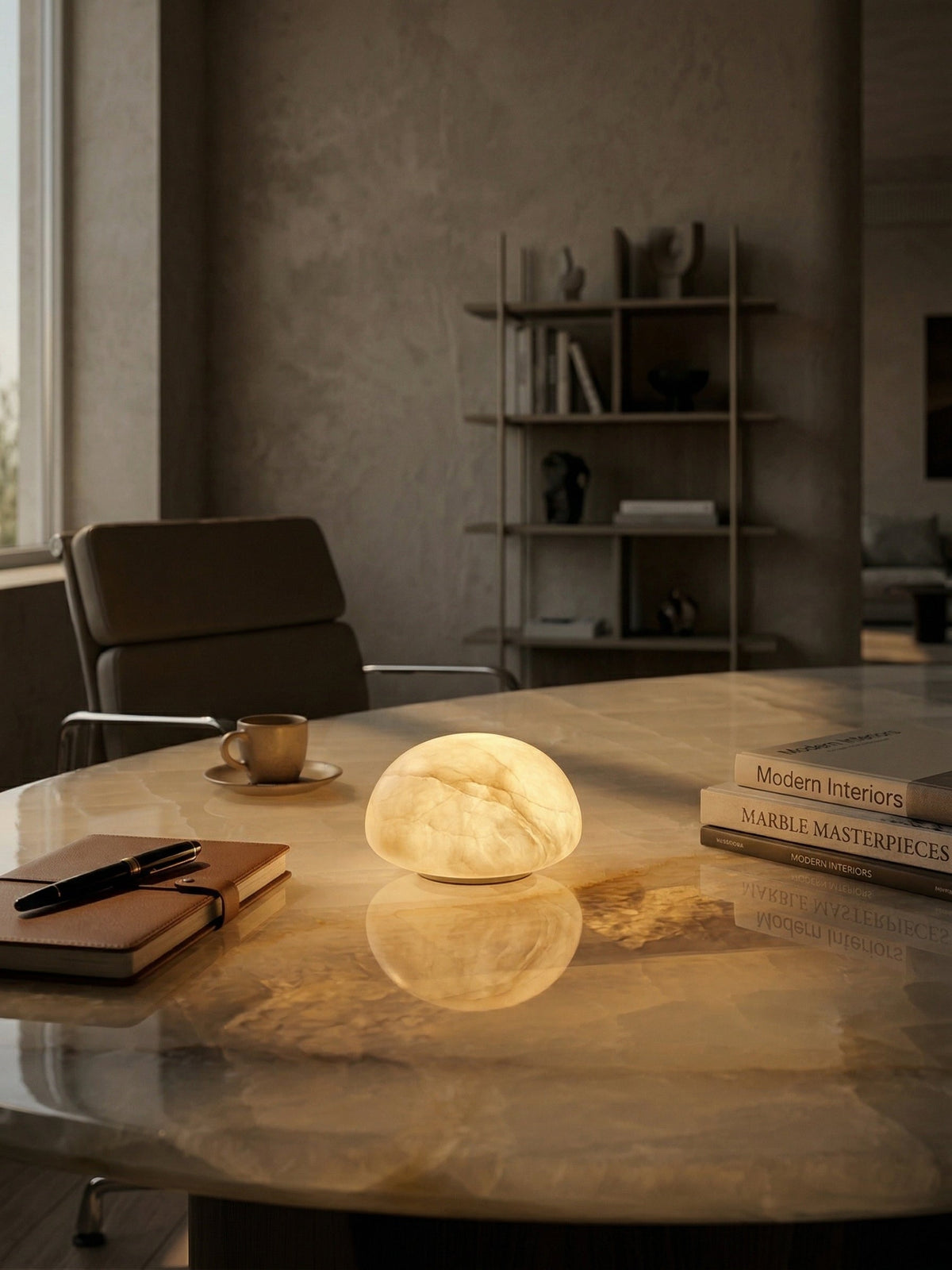 Lámpara de mesa minimalista de alabastro Alvane