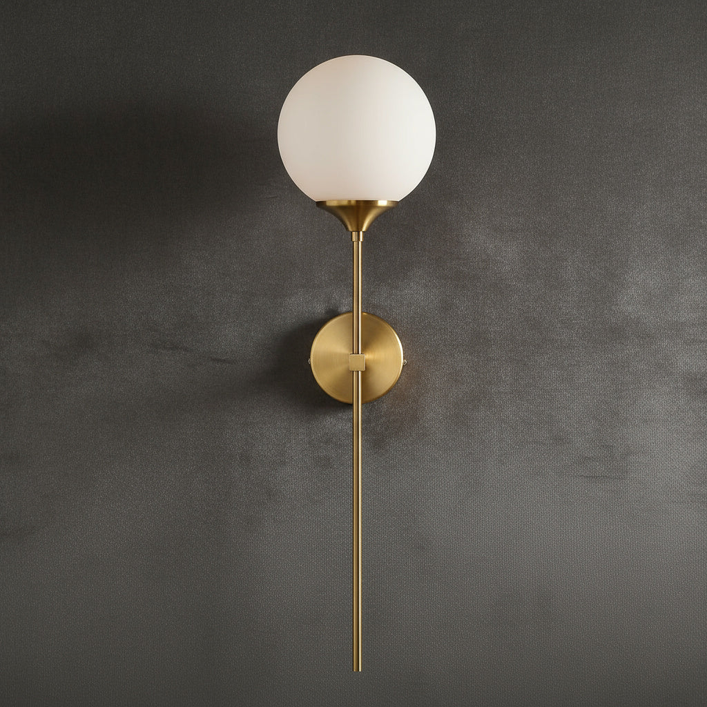 Lámpara de pared Velmira con globo de vidrio de estilo mid-century