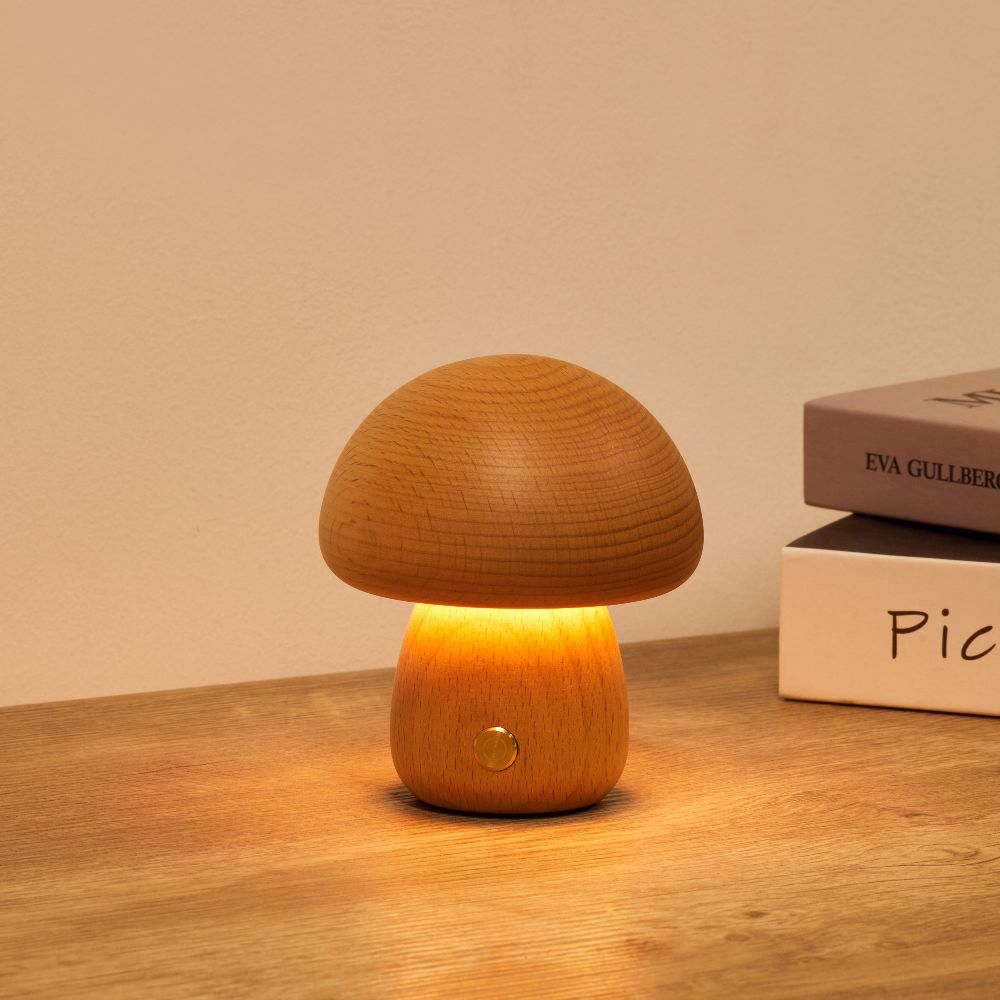 Lámpara de mesa de madera escandinava Fungara