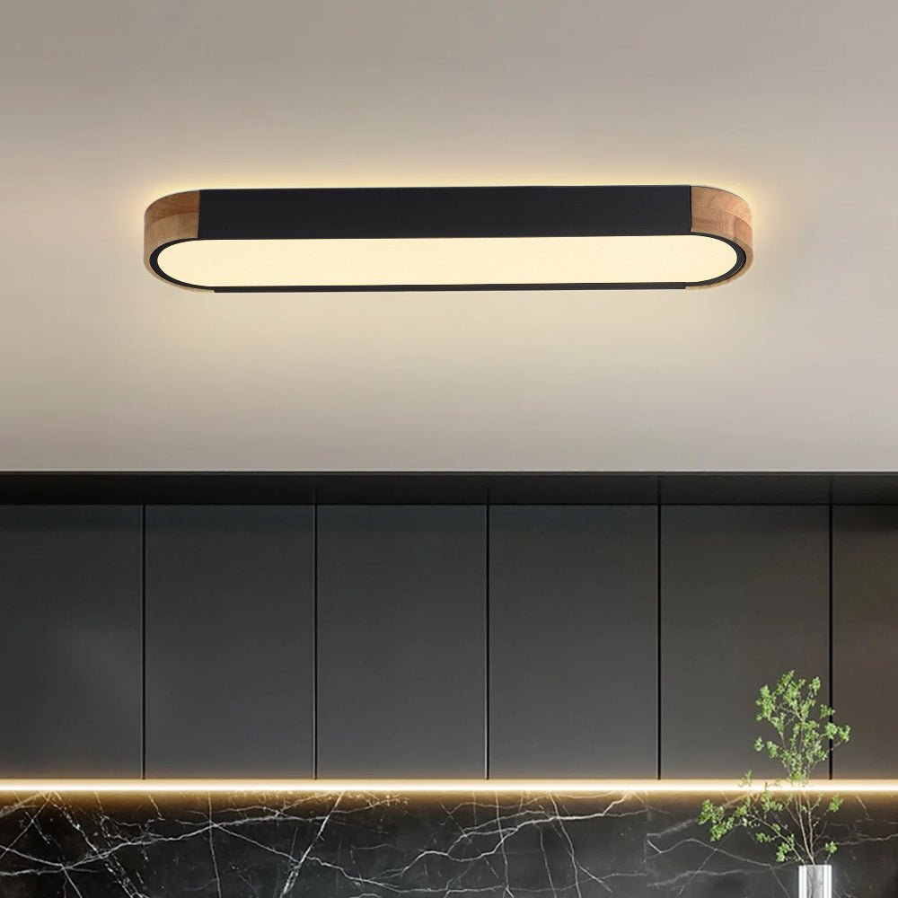 Lámpara de techo LED ovalada de madera minimalista Ovalyn