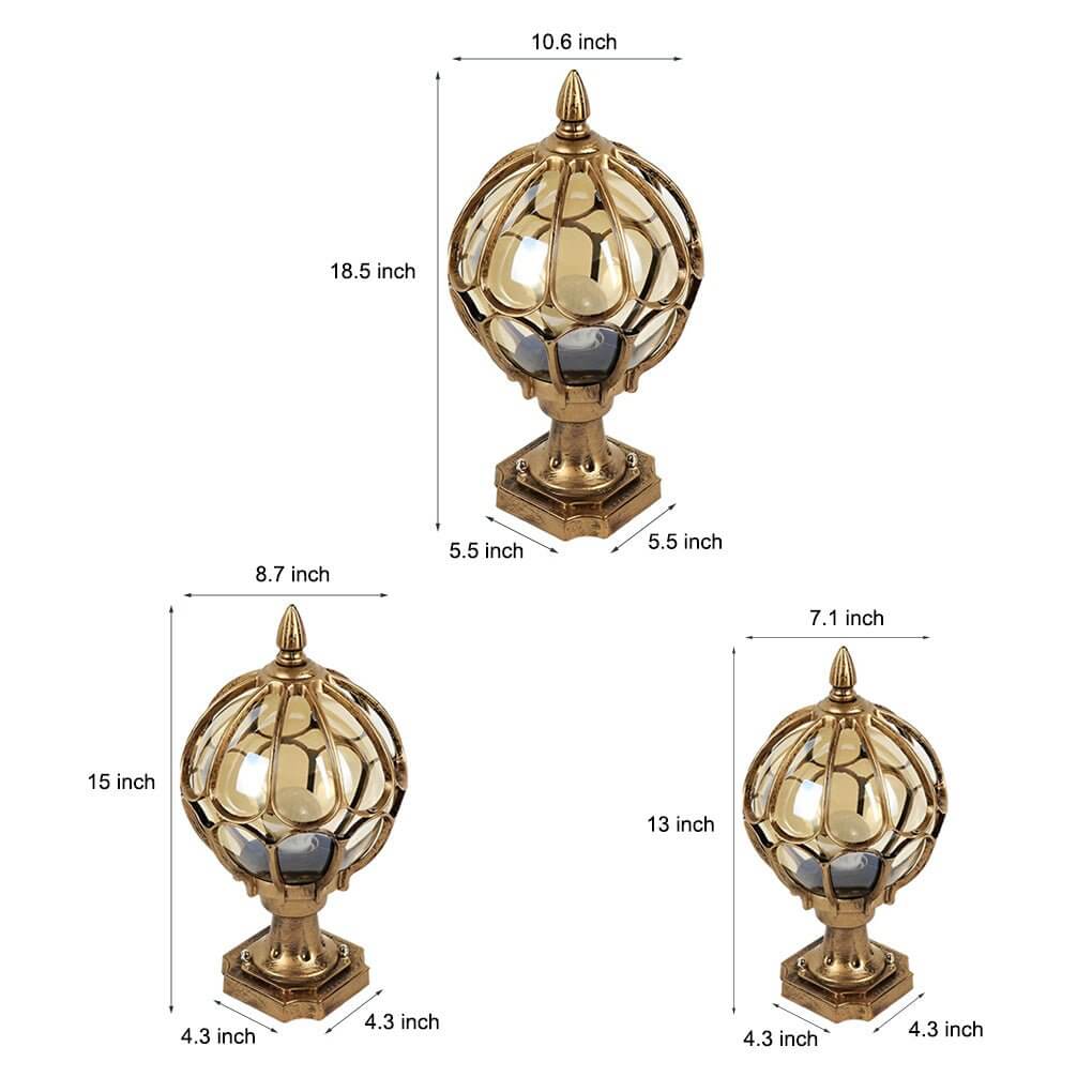 Farol clásico de vidrio con rejilla para poste