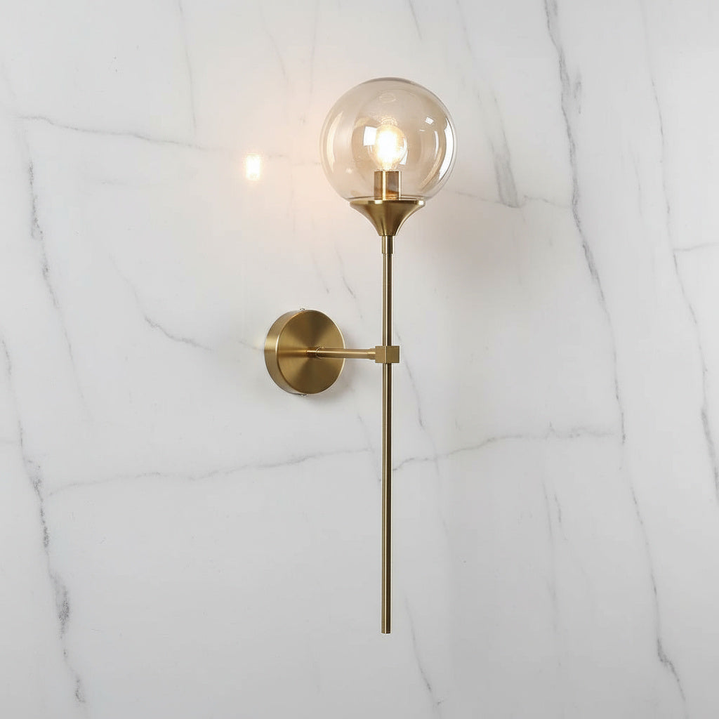 Lámpara de pared Velmira con globo de vidrio de estilo mid-century