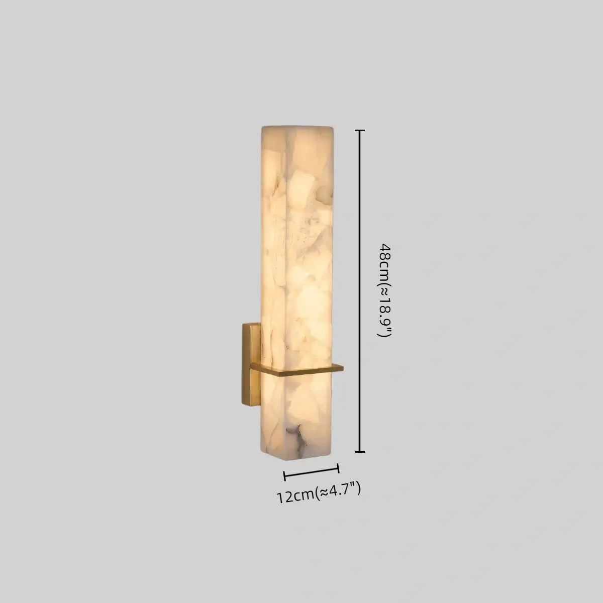 Lámpara de pared cuboide de alabastro y latón