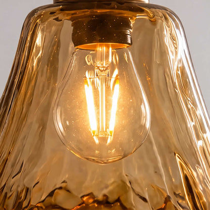 Lámpara colgante vintage de latón y ámbar