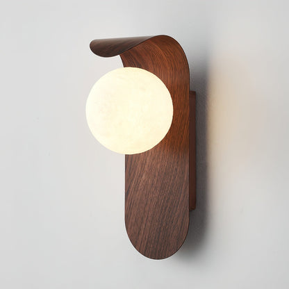 Lámpara de pared de madera con globo minimalista Velmara