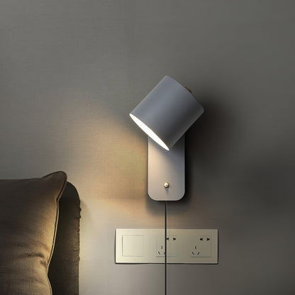 Aplique de pared cilíndrico giratorio con enchufe