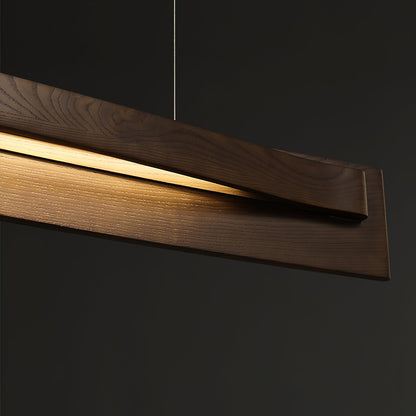 Lámpara de araña LED lineal de madera