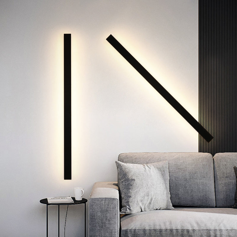 Aplique de pared exterior Veldrin minimalista y delgado de metal negro