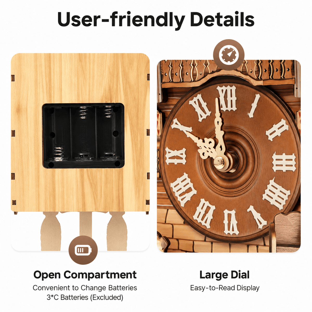 Reloj de cuco de péndulo Brenvika Alpine de MDF