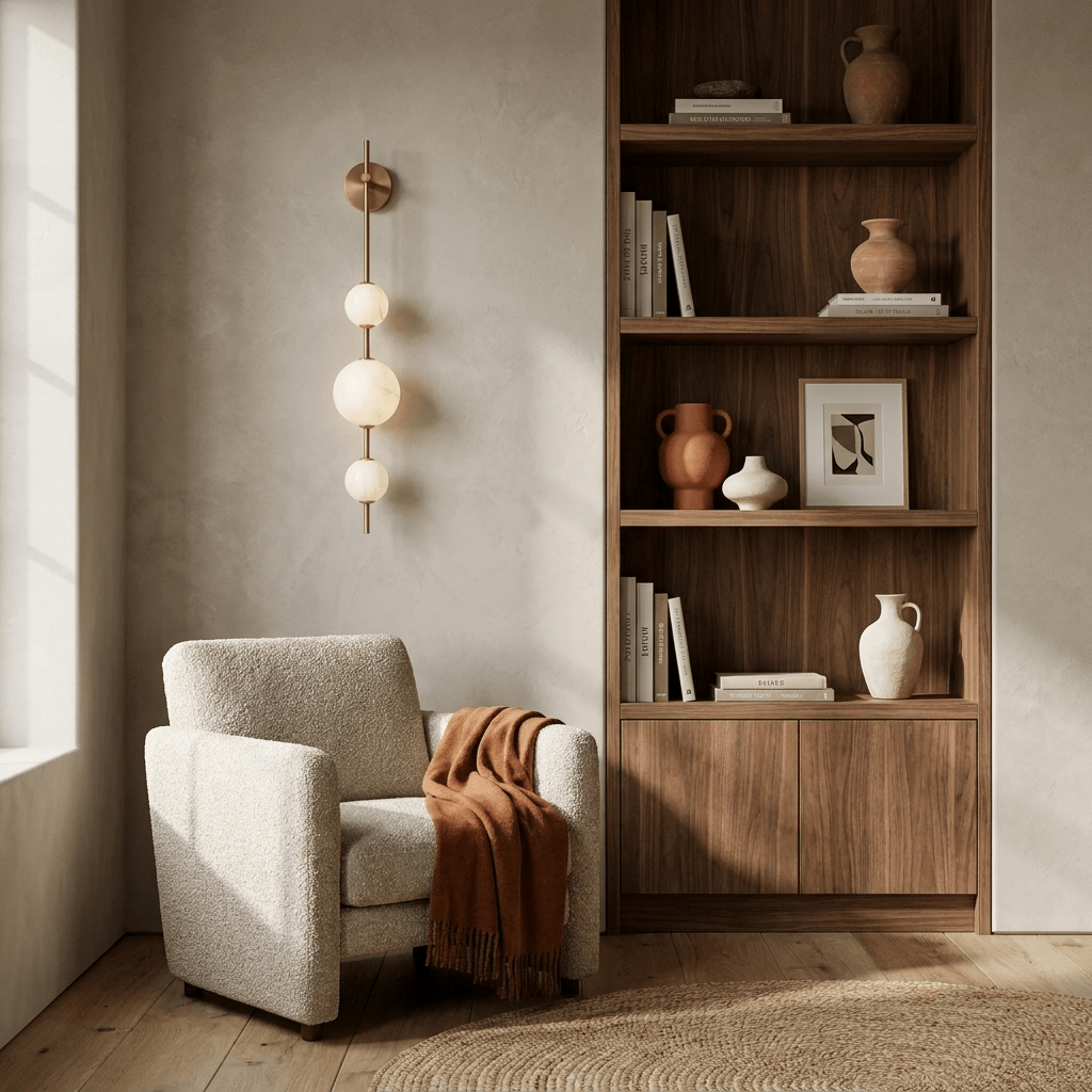 Lámpara de pared con esfera de alabastro