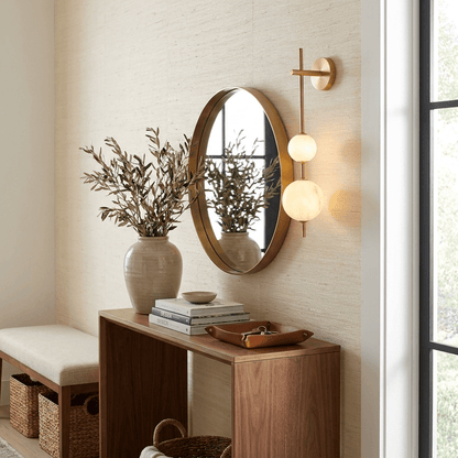 Lámpara de pared con esfera de alabastro