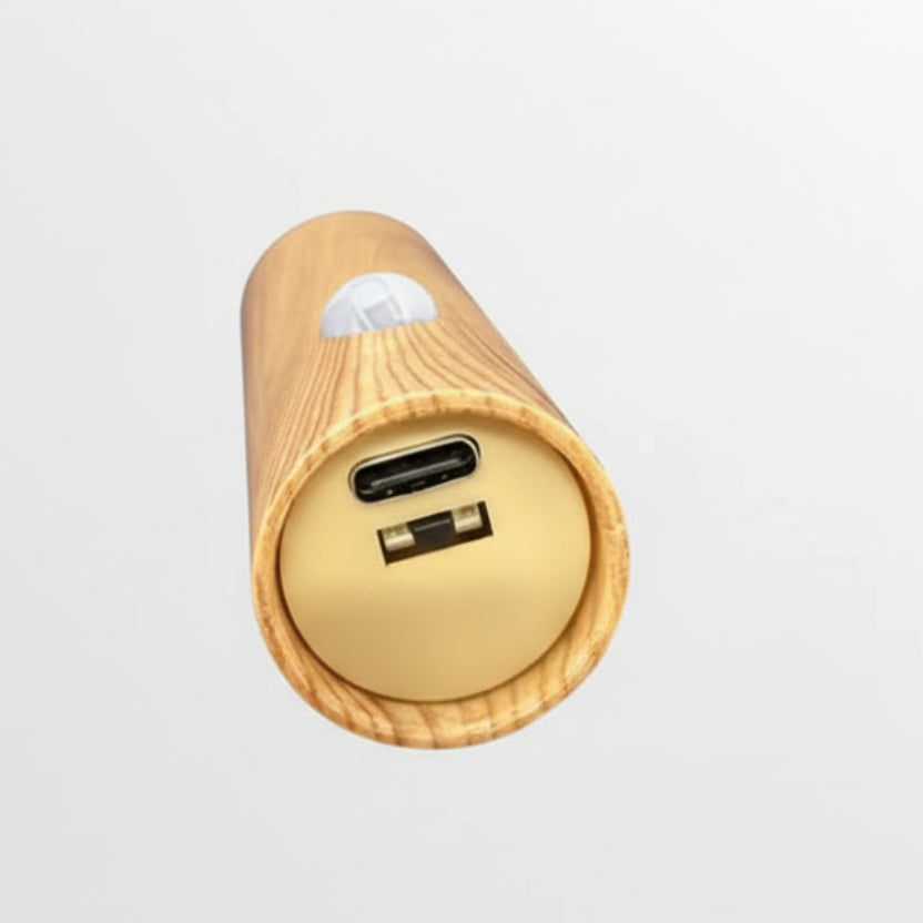 Lámpara de pared minimalista de madera Oakmira con sensor de movimiento