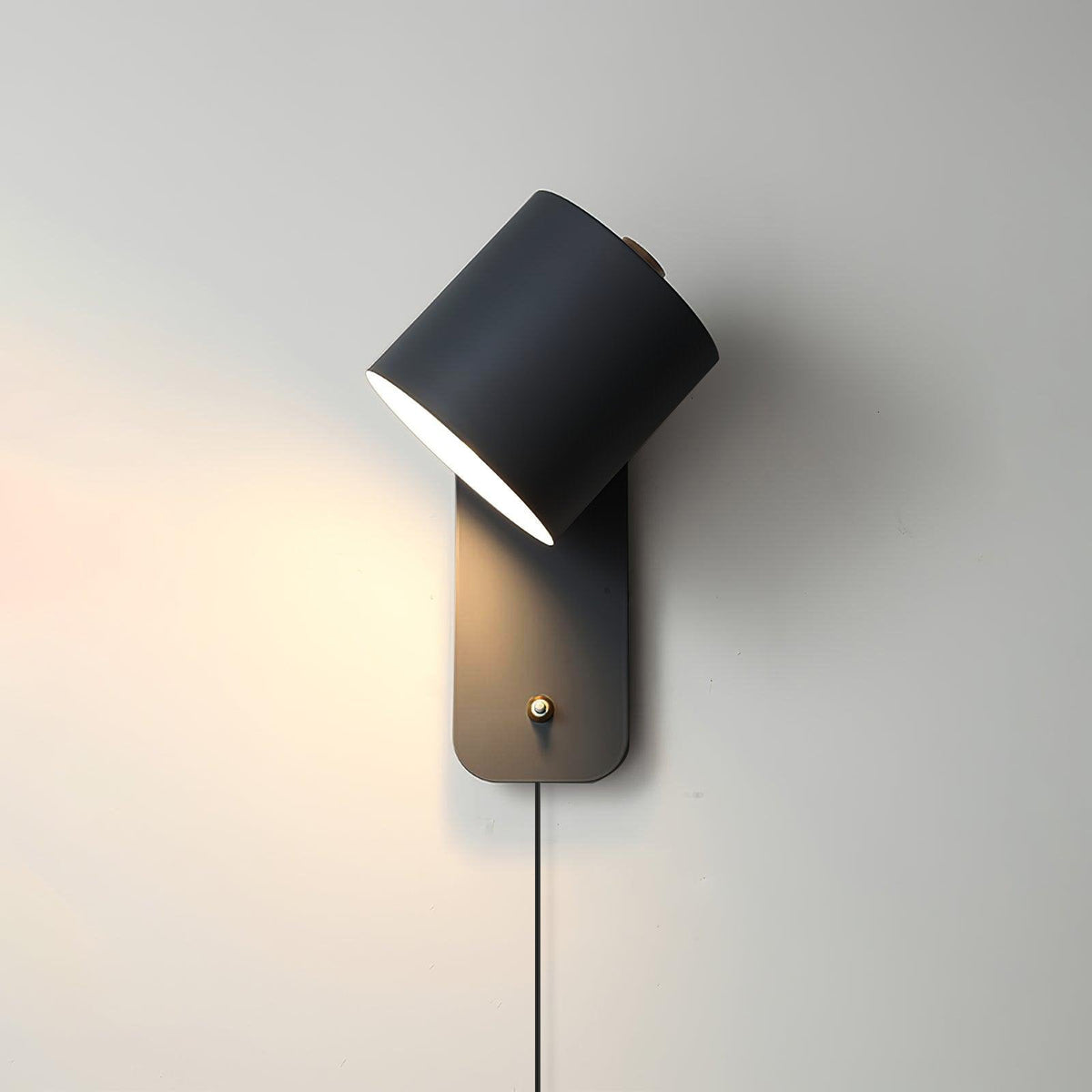 Aplique de pared cilíndrico giratorio con enchufe