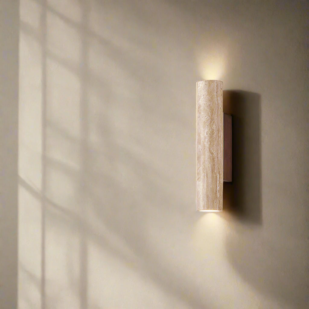 Aplique de pared Torvela Japandi de travertino