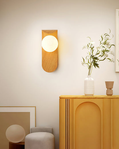 Lámpara de pared de madera con globo minimalista Velmara