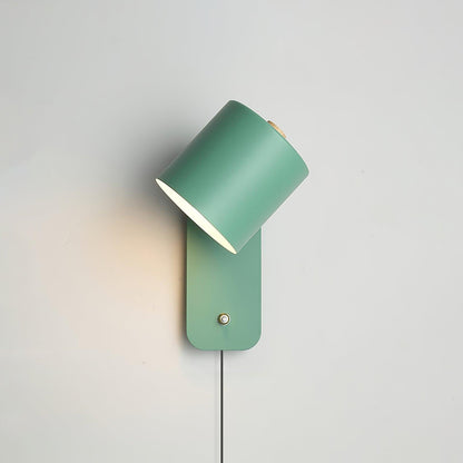 Aplique de pared cilíndrico giratorio con enchufe