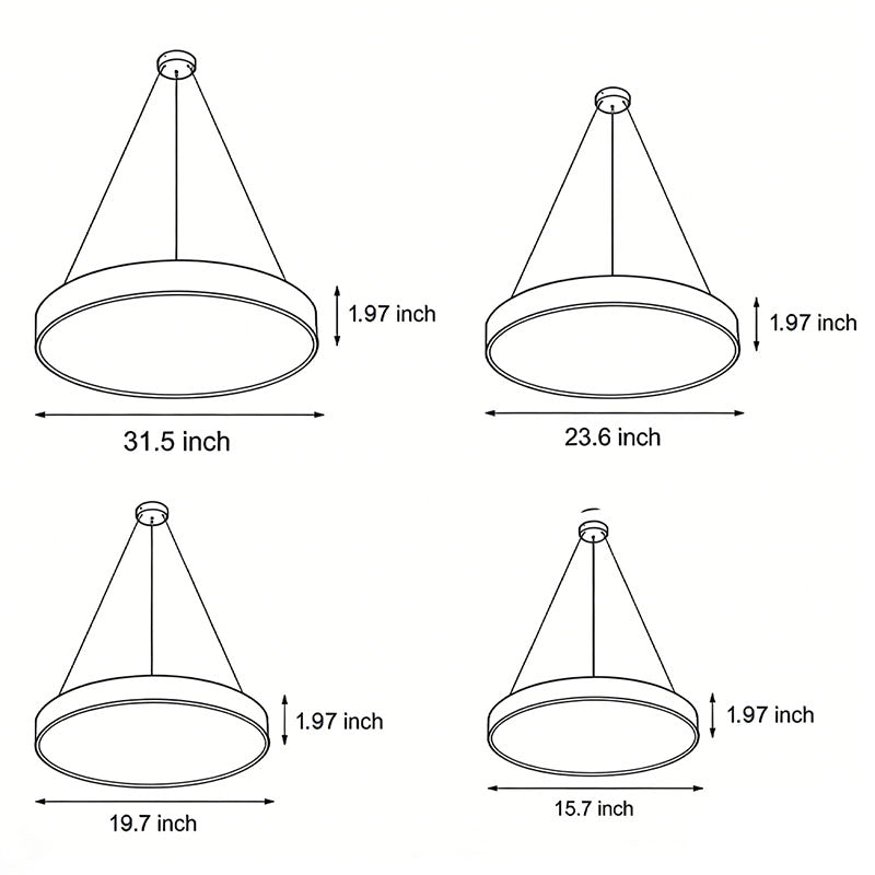 Lámpara colgante circular con aro de metal