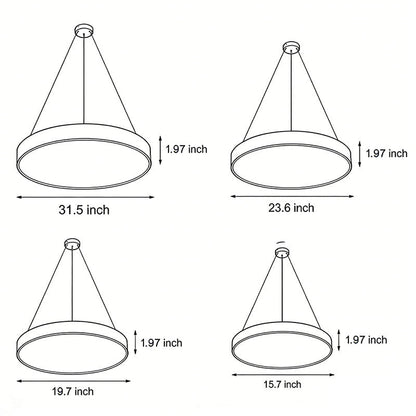 Lámpara colgante circular con aro de metal
