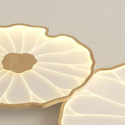 Lámpara de techo Waterlily con acabado de veta de madera